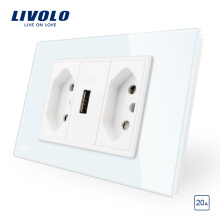 Livolo Brazilian/Italian Standard 3Pins 10A +USB Socket C9-C2UBR1-11